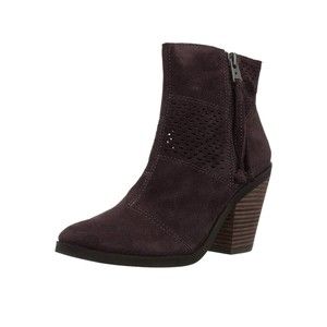 Lucky Brand Ramses Ankle Perforated Suede Leather Ankle Boot Block Heel sz 10 M